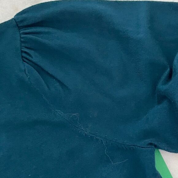 H Halston Heritage Deep Teal Knit with Embellished Neckline Short Sleeve NWOT - Picture 10 of 11